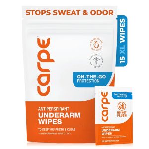 Carpe Antiperspirant Underarm Wipes for Sweat Blocking. Deodorizing. and Cleansing When You're On the Move - 15 Residue Free.